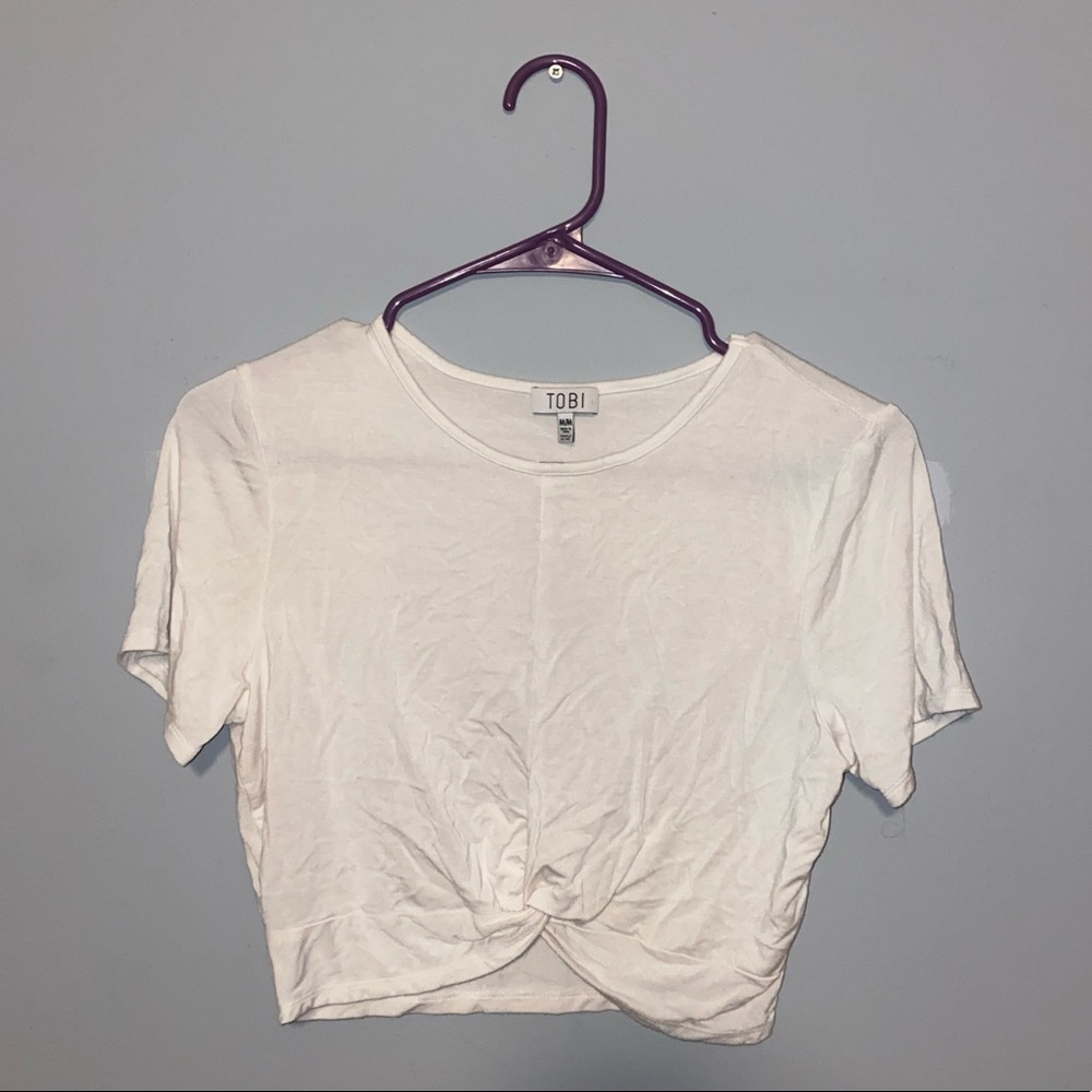 TOBI White Twist Bottom Crop Top T Shirt Size M